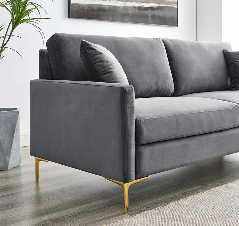 Juliana Performance Velvet Sofa in Gray, EEI-4447-GRY