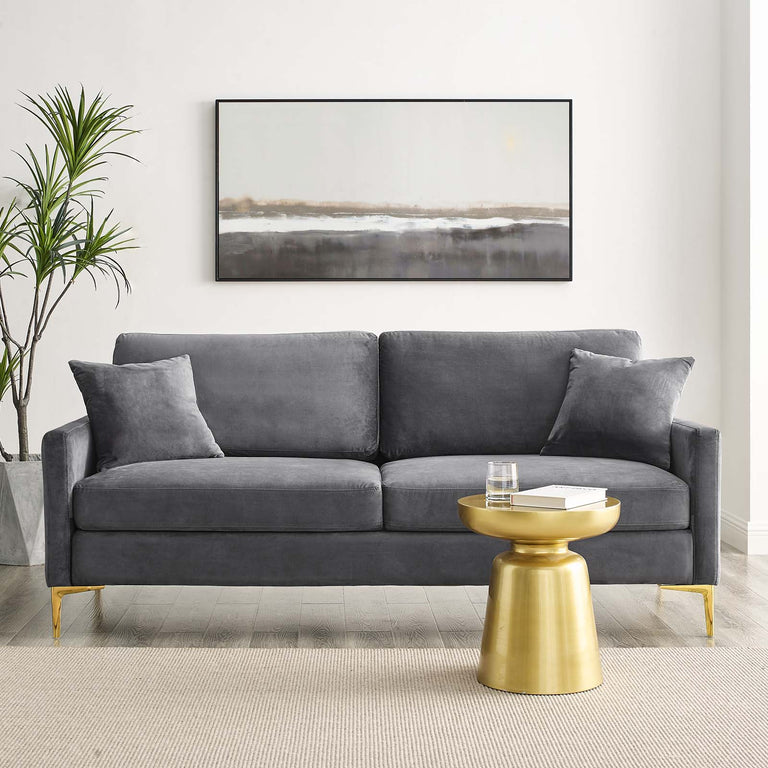 Juliana Performance Velvet Sofa in Gray, EEI-4447-GRY