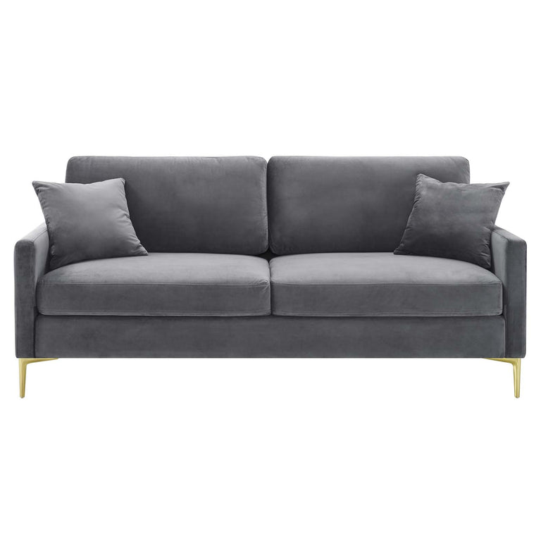 Juliana Performance Velvet Sofa in Gray, EEI-4447-GRY