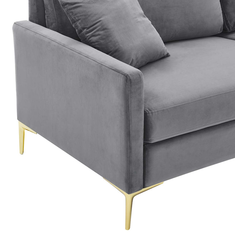 Juliana Performance Velvet Sofa in Gray, EEI-4447-GRY