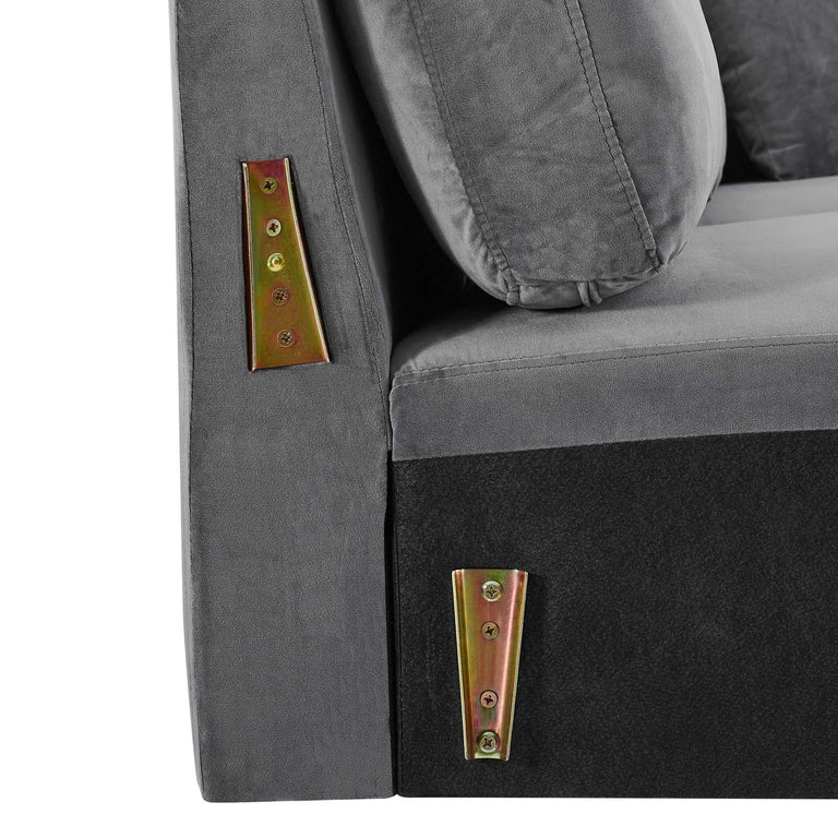 Juliana Performance Velvet Sofa in Gray, EEI-4447-GRY