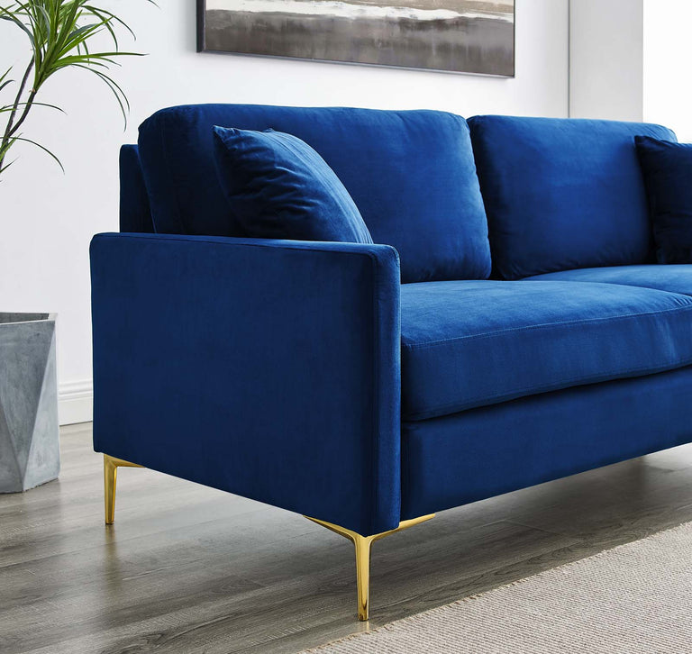 Juliana Performance Velvet Sofa in Navy, EEI-4447-NAV