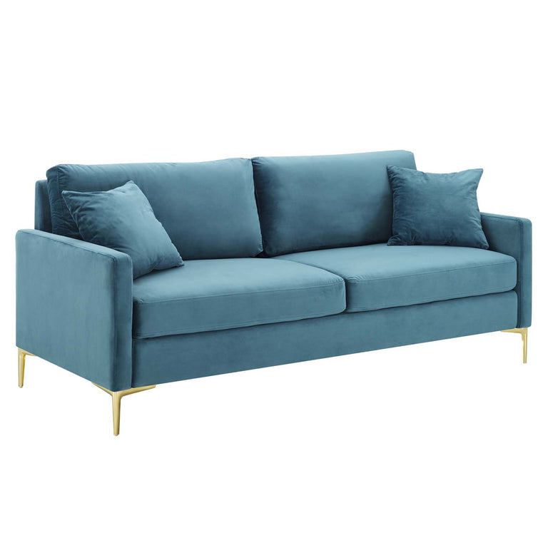 Juliana Performance Velvet Sofa in Sea Blue, EEI-4447-SEA