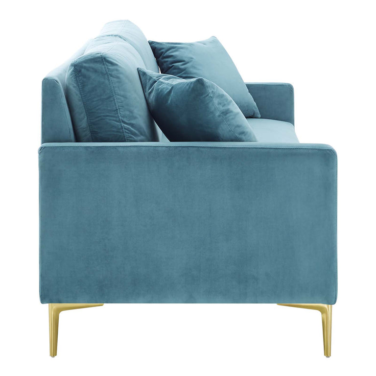 Juliana Performance Velvet Sofa in Sea Blue, EEI-4447-SEA