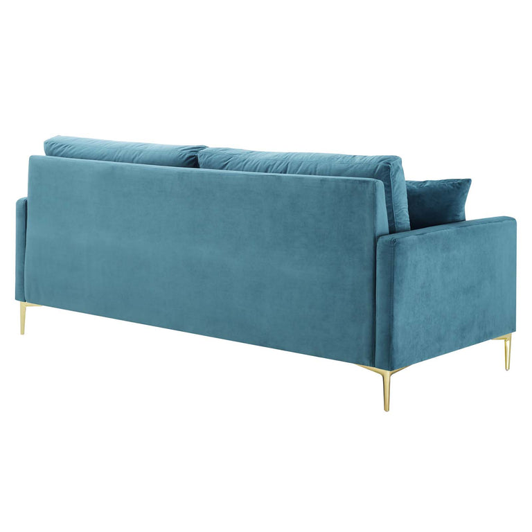 Juliana Performance Velvet Sofa in Sea Blue, EEI-4447-SEA