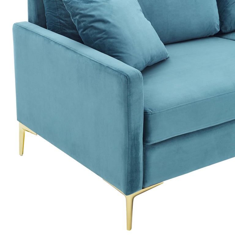 Juliana Performance Velvet Sofa in Sea Blue, EEI-4447-SEA