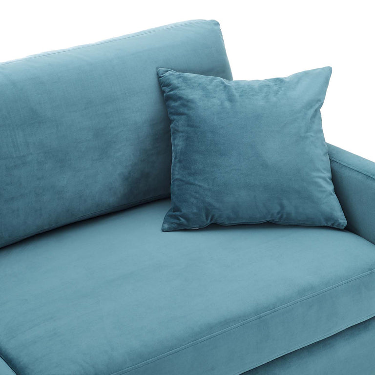 Juliana Performance Velvet Sofa in Sea Blue, EEI-4447-SEA