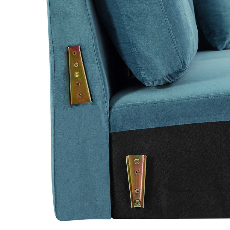 Juliana Performance Velvet Sofa in Sea Blue, EEI-4447-SEA