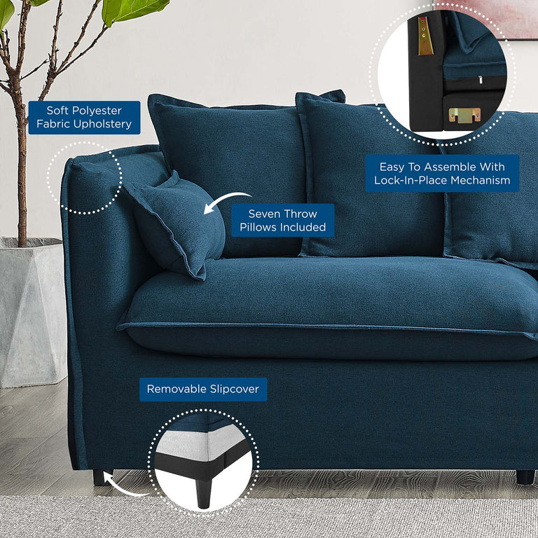 Avalon Slipcover Fabric Sofa in Azure, EEI-4449-AZU