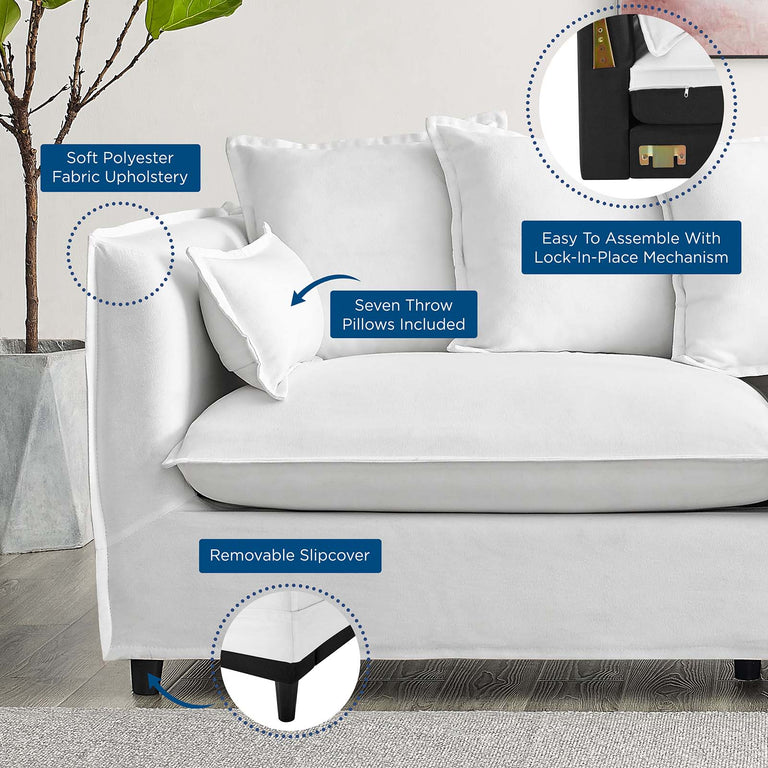 Avalon Slipcover Fabric Sofa in White, EEI-4449-WHI