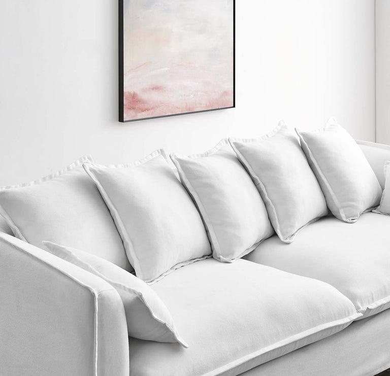 Avalon Slipcover Fabric Sofa in White, EEI-4449-WHI