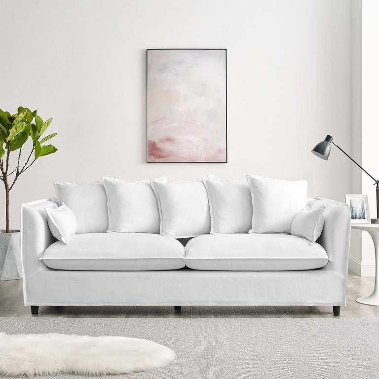Avalon Slipcover Fabric Sofa in White, EEI-4449-WHI