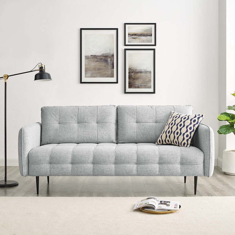 Cameron Tufted Fabric Sofa in Light Gray, EEI-4451-LGR
