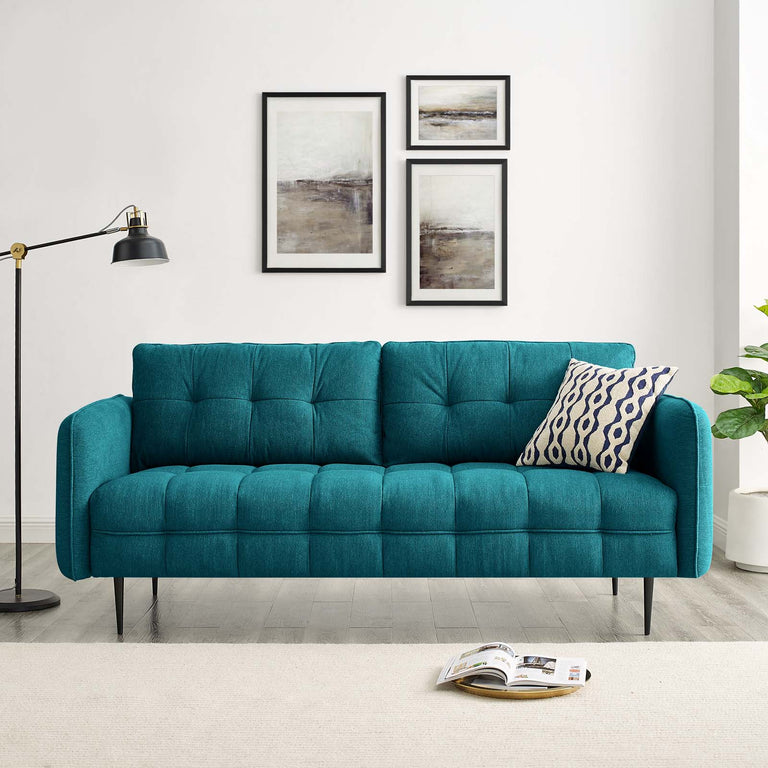 Cameron Tufted Fabric Sofa in Teal, EEI-4451-TEA