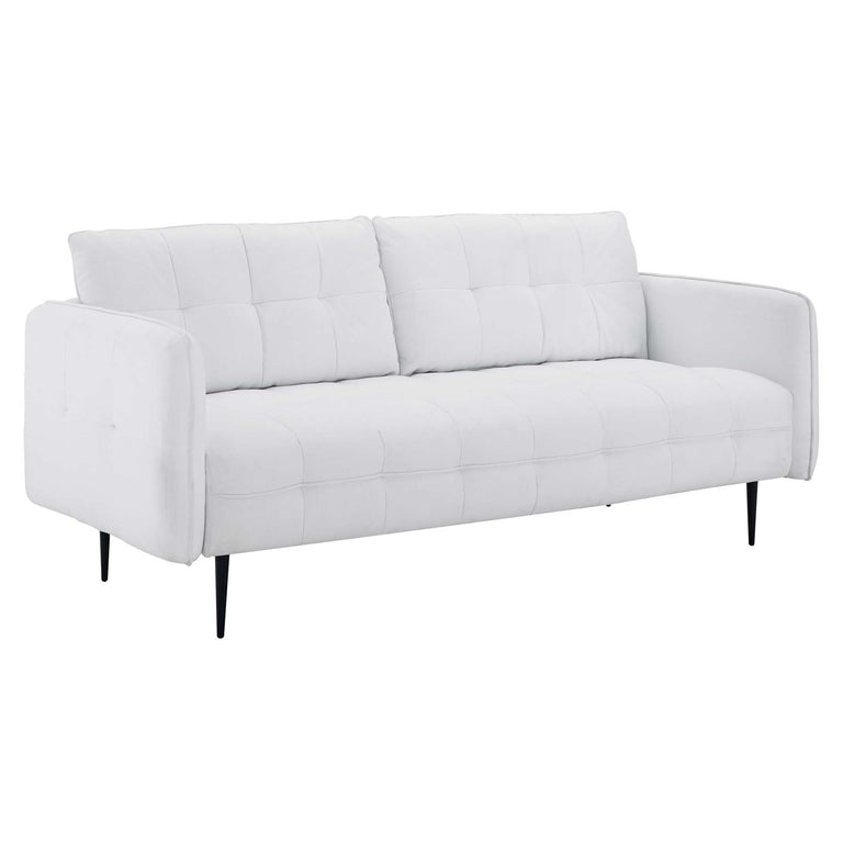 Cameron Tufted Fabric Sofa in White, EEI-4451-WHI
