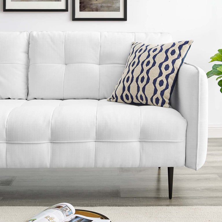 Cameron Tufted Fabric Sofa in White, EEI-4451-WHI