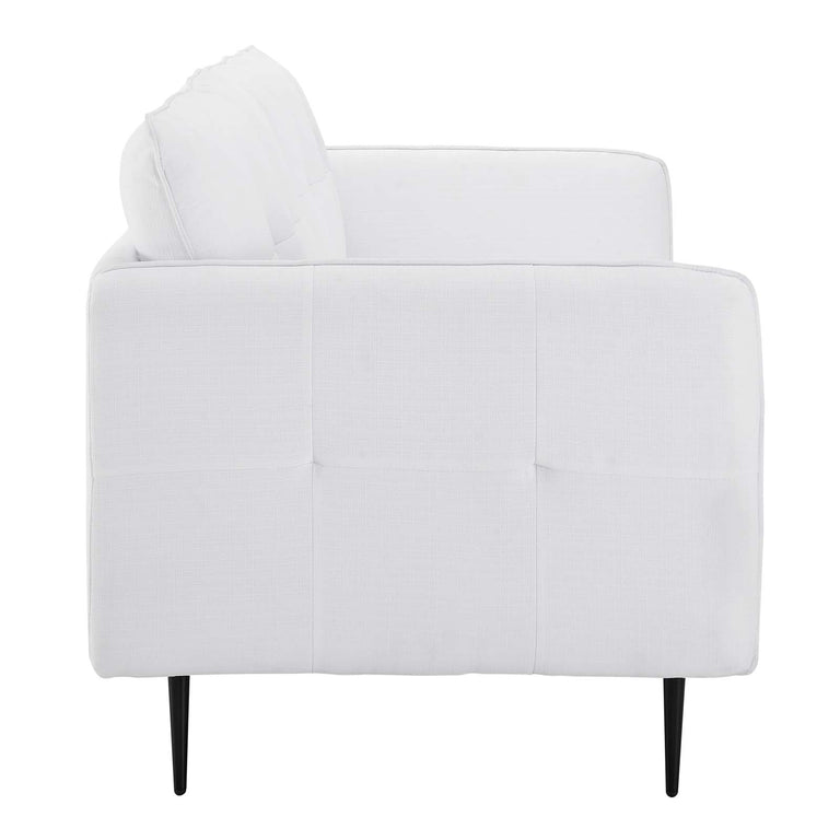 Cameron Tufted Fabric Sofa in White, EEI-4451-WHI