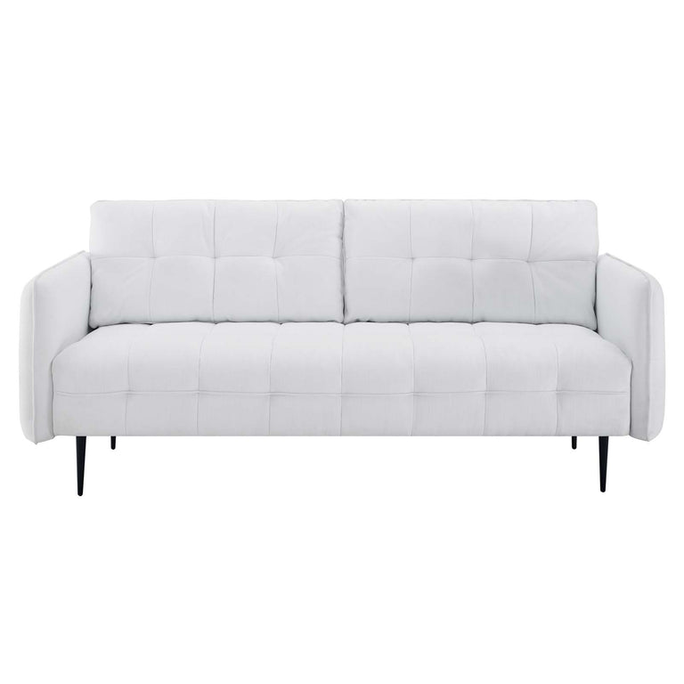 Cameron Tufted Fabric Sofa in White, EEI-4451-WHI
