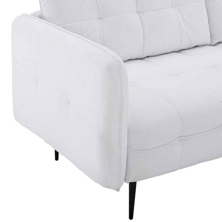 Cameron Tufted Fabric Sofa in White, EEI-4451-WHI