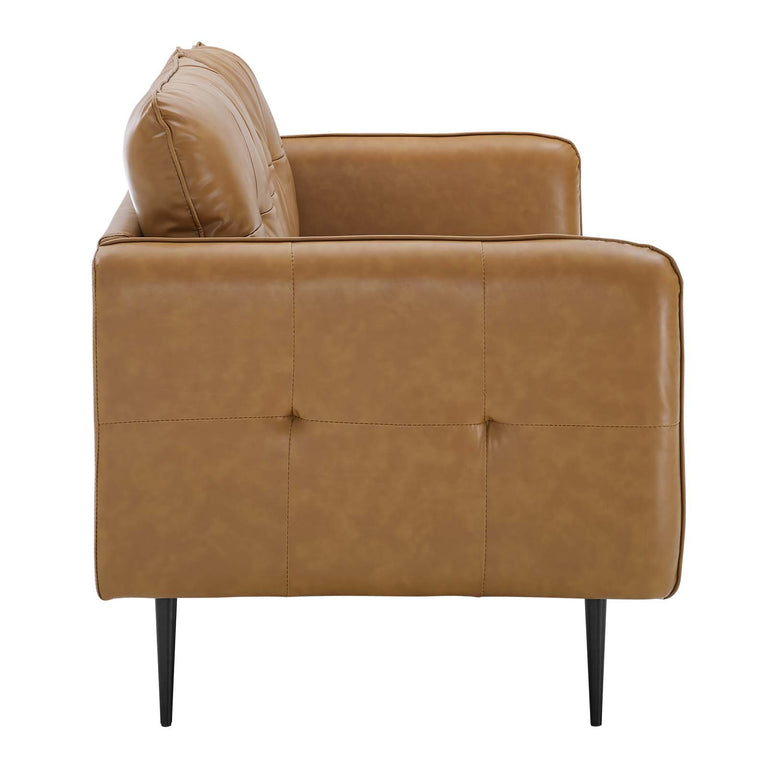 Cameron Tufted Vegan Leather Sofa in Tan, EEI-4452-TAN