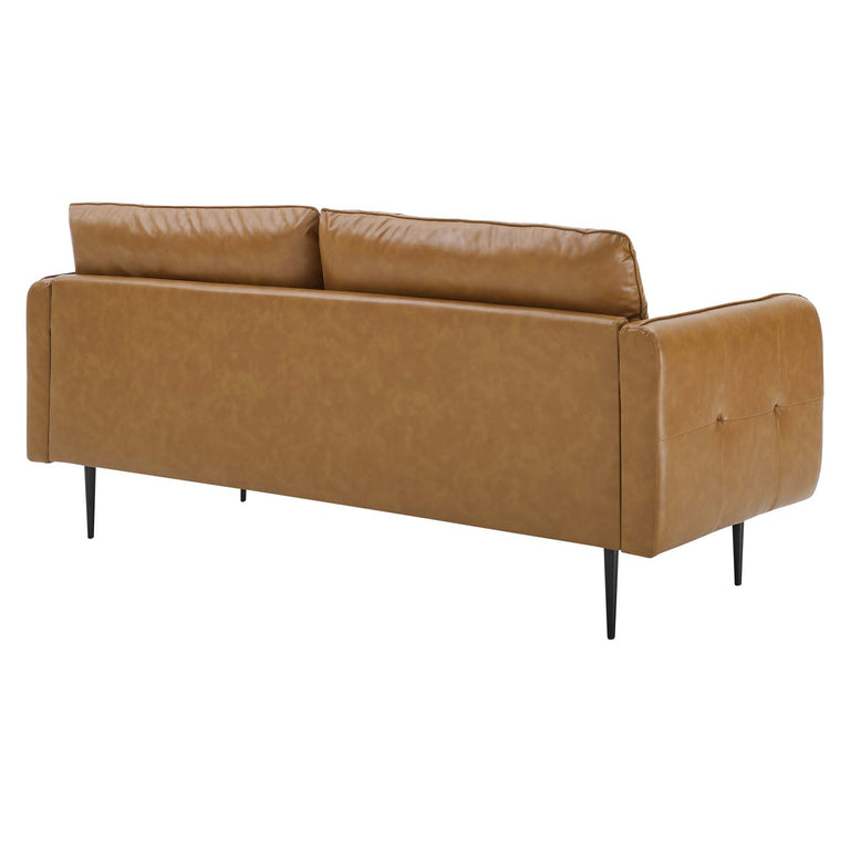Cameron Tufted Vegan Leather Sofa in Tan, EEI-4452-TAN