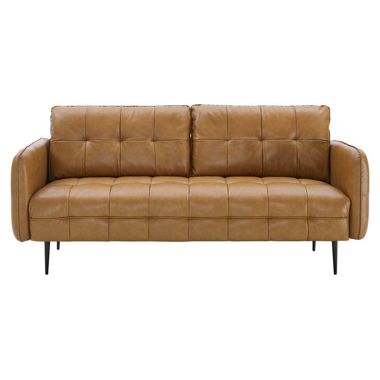 Cameron Tufted Vegan Leather Sofa in Tan, EEI-4452-TAN
