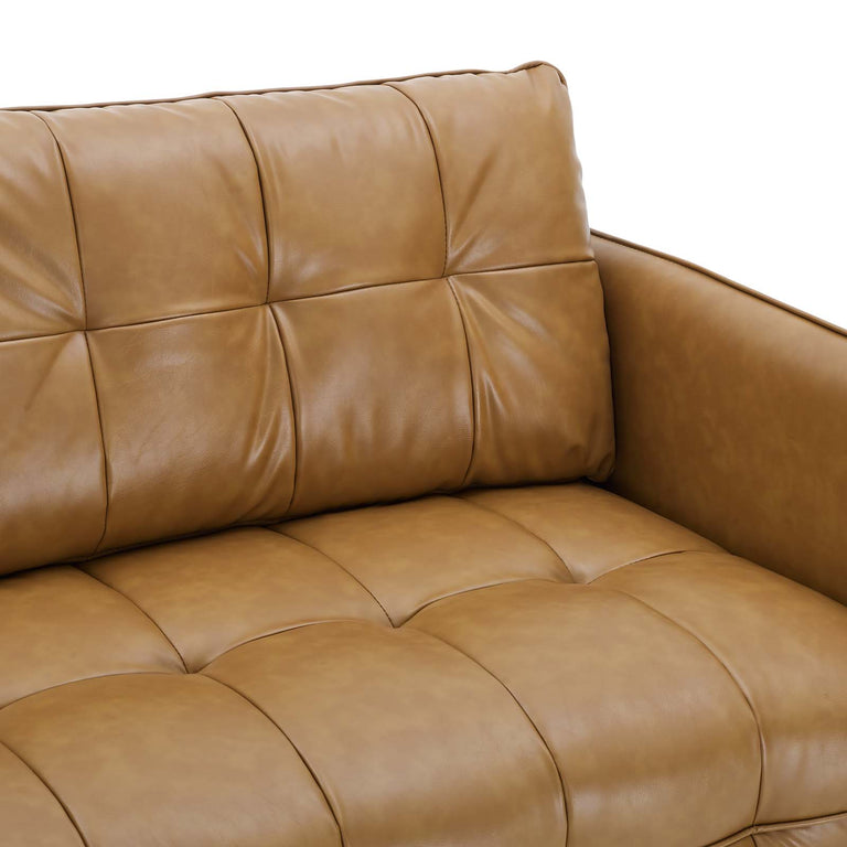 Cameron Tufted Vegan Leather Sofa in Tan, EEI-4452-TAN