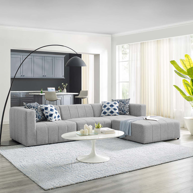 Bartlett Upholstered Fabric 4-Piece Sectional Sofa in Light Gray, EEI-4516-LGR