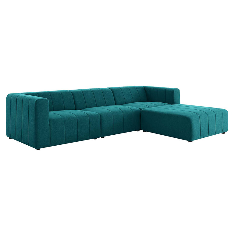 Bartlett Upholstered Fabric 4-Piece Sectional Sofa in Teal, EEI-4516-TEA