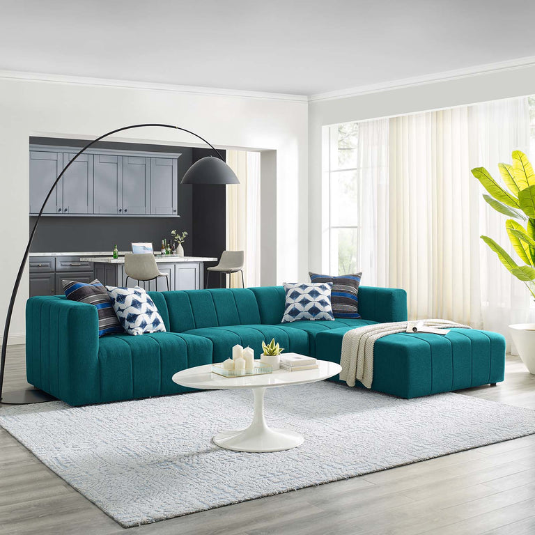 Bartlett Upholstered Fabric 4-Piece Sectional Sofa in Teal, EEI-4516-TEA