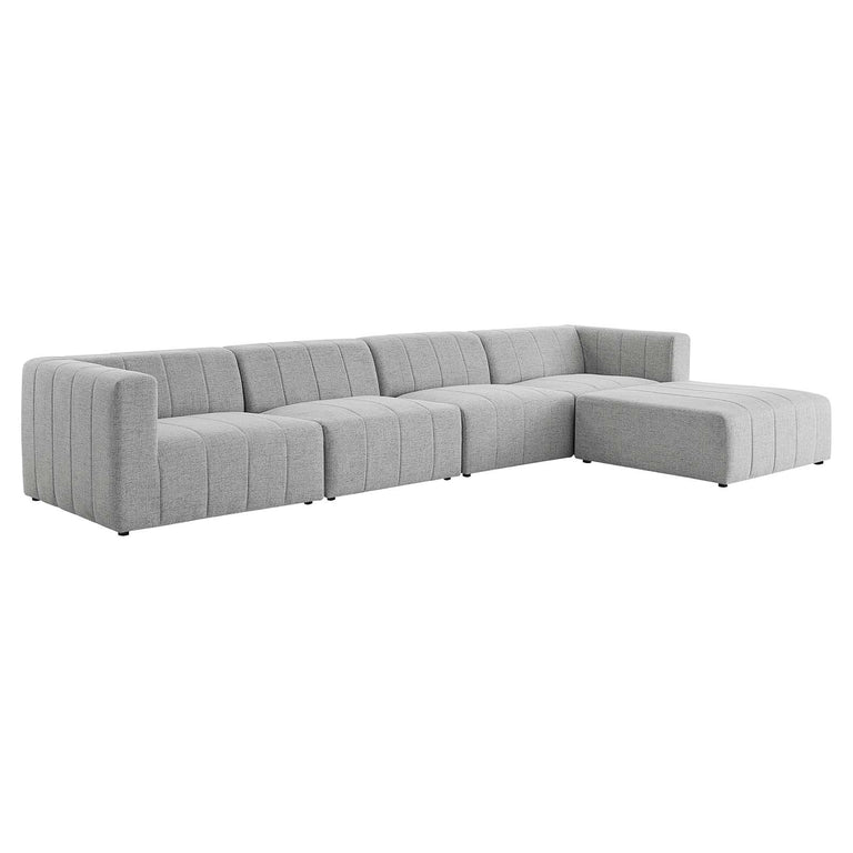 Bartlett Upholstered Fabric 5-Piece Sectional Sofa in Light Gray, EEI-4520-LGR