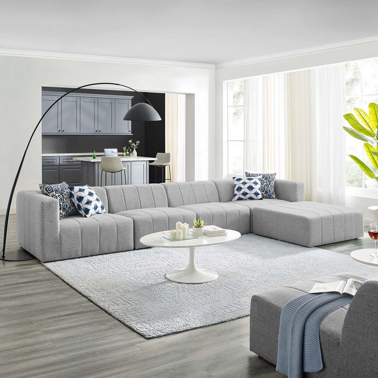 Bartlett Upholstered Fabric 5-Piece Sectional Sofa in Light Gray, EEI-4520-LGR