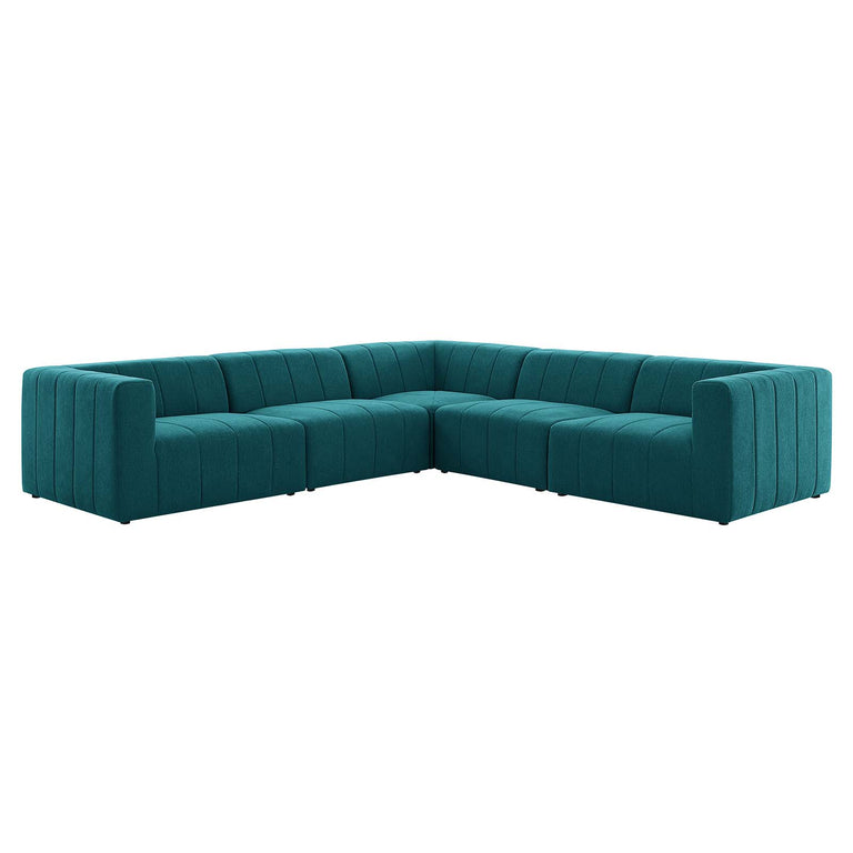 Bartlett Upholstered Fabric 5-Piece Sectional Sofa in Teal, EEI-4531-TEA