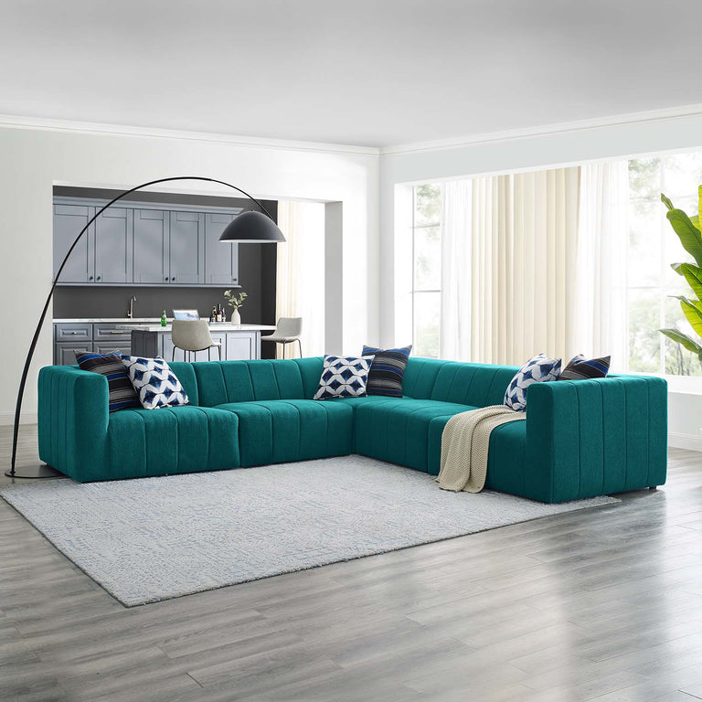 Bartlett Upholstered Fabric 5-Piece Sectional Sofa in Teal, EEI-4531-TEA