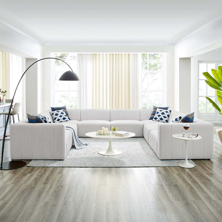 Bartlett Upholstered Fabric 8-Piece Sectional Sofa in Ivory, EEI-4535-IVO