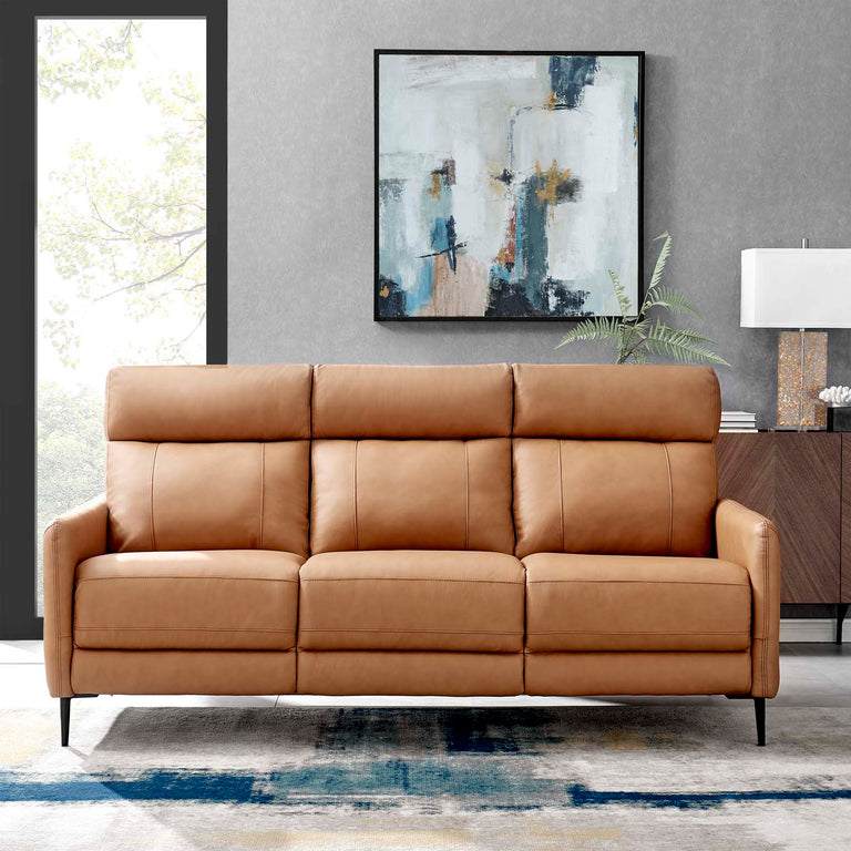 Huxley Leather Sofa in Tan, EEI-4561-TAN