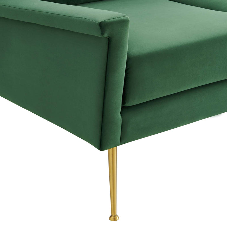 Chesapeake Performance Velvet Sofa in Gold Emerald, EEI-4627-GLD-EME