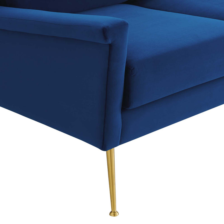 Chesapeake Performance Velvet Sofa in Gold Navy, EEI-4627-GLD-NAV