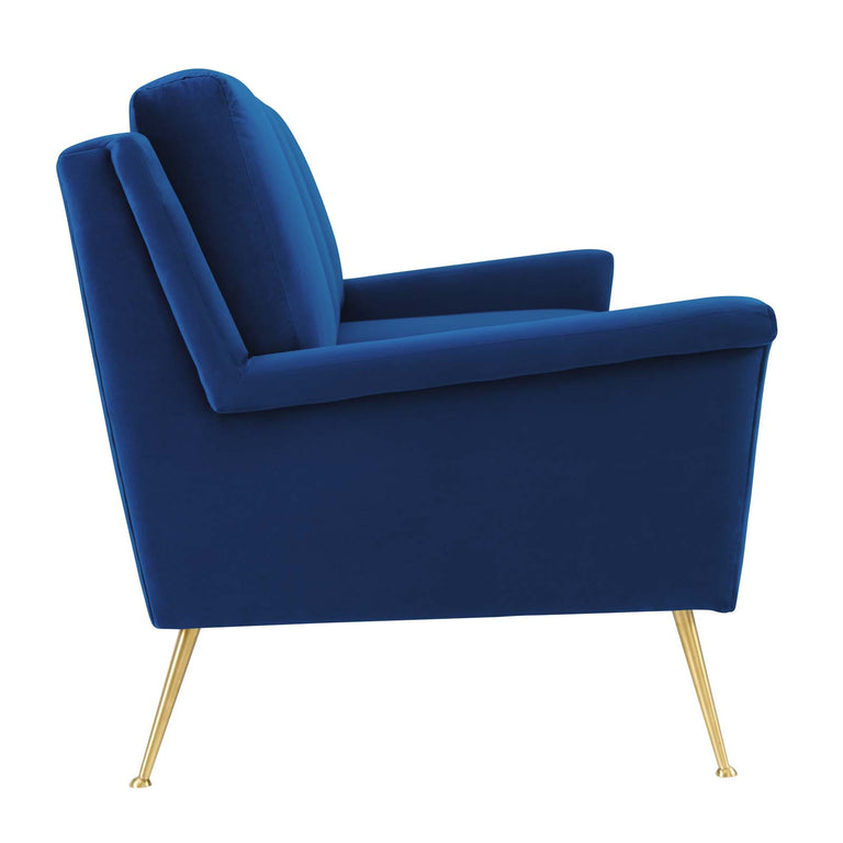 Chesapeake Performance Velvet Sofa in Gold Navy, EEI-4627-GLD-NAV