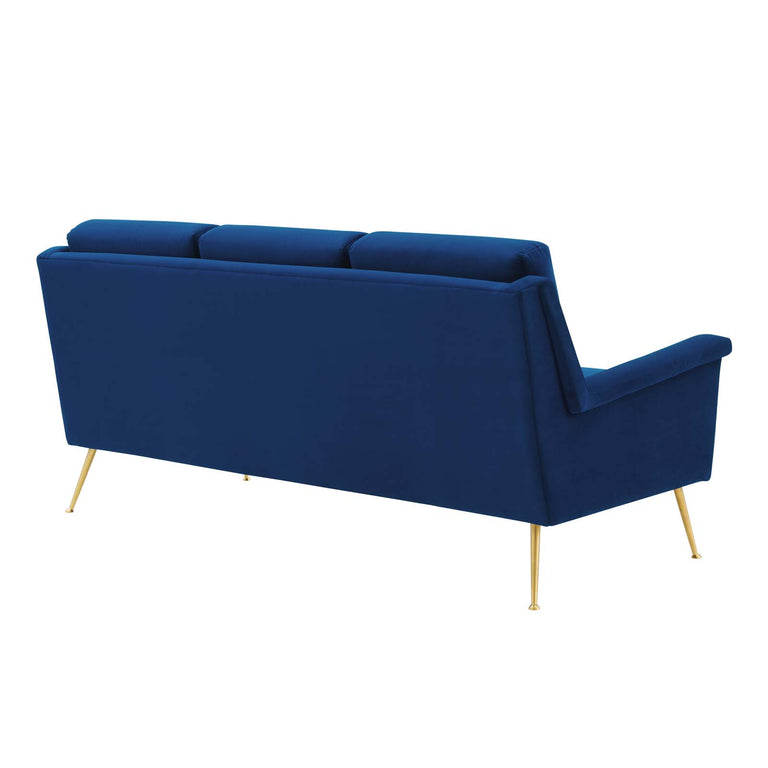 Chesapeake Performance Velvet Sofa in Gold Navy, EEI-4627-GLD-NAV