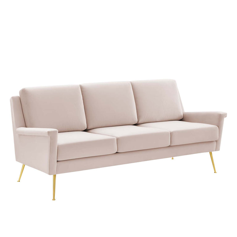 Chesapeake Performance Velvet Sofa in Gold Pink, EEI-4627-GLD-PNK