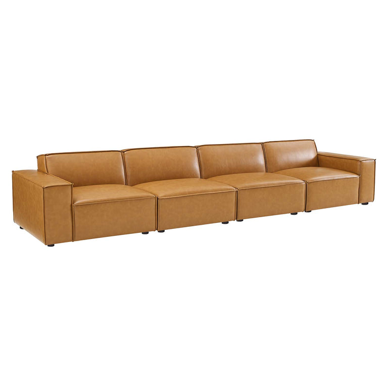 Restore Vegan Leather 4-Piece Sofa in Tan, EEI-4710-TAN