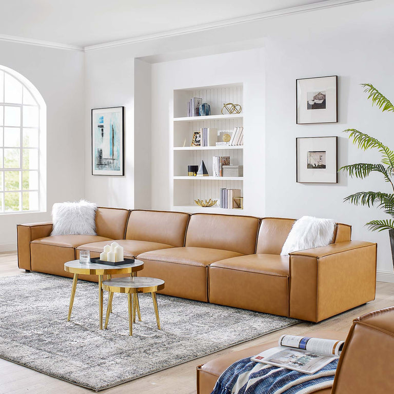 Restore Vegan Leather 4-Piece Sofa in Tan, EEI-4710-TAN