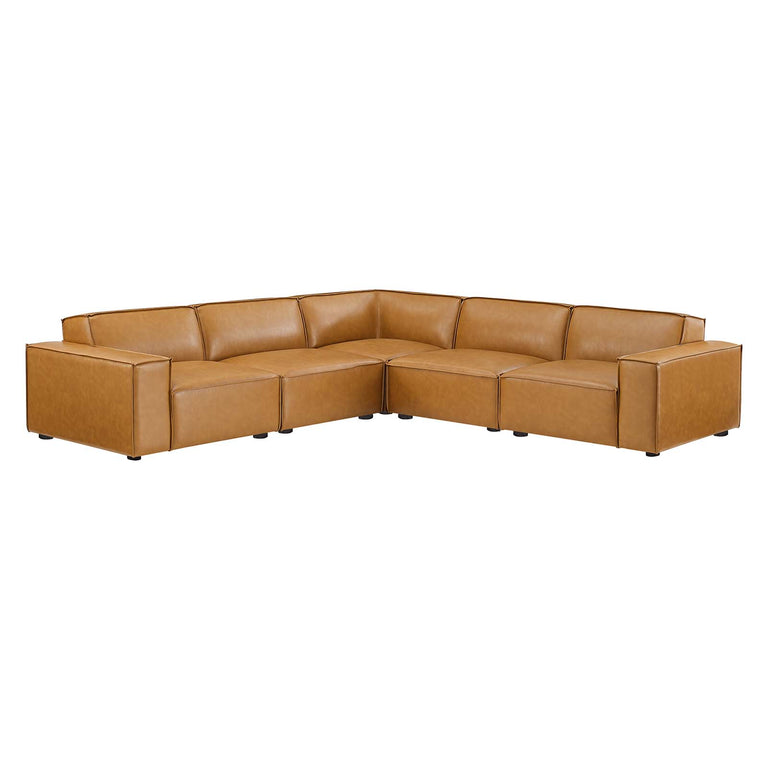 Restore 5-Piece Vegan Leather Sectional Sofa in Tan, EEI-4712-TAN