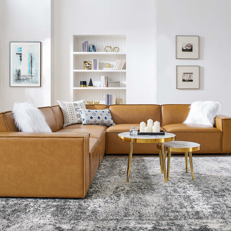Restore 5-Piece Vegan Leather Sectional Sofa in Tan, EEI-4712-TAN