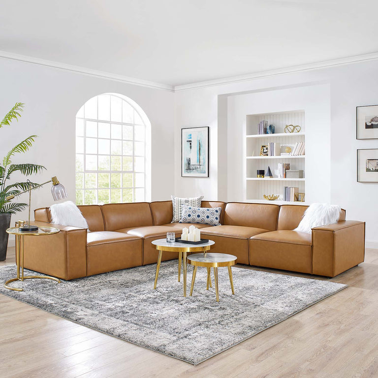 Restore 5-Piece Vegan Leather Sectional Sofa in Tan, EEI-4712-TAN