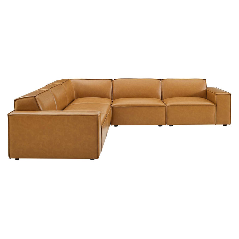Restore 5-Piece Vegan Leather Sectional Sofa in Tan, EEI-4712-TAN