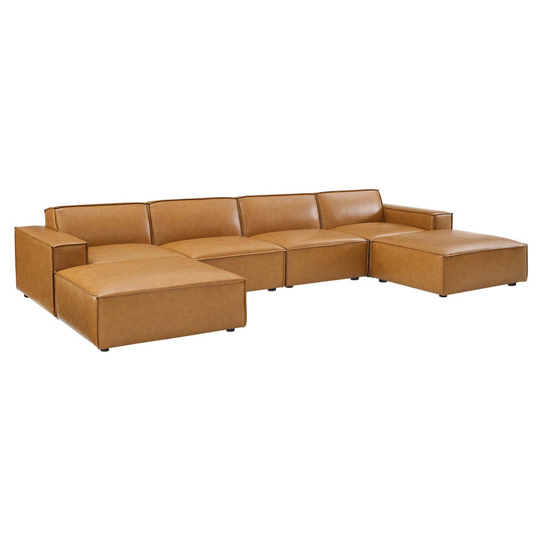 Restore 6-Piece Vegan Leather Sectional Sofa in Tan, EEI-4713-TAN