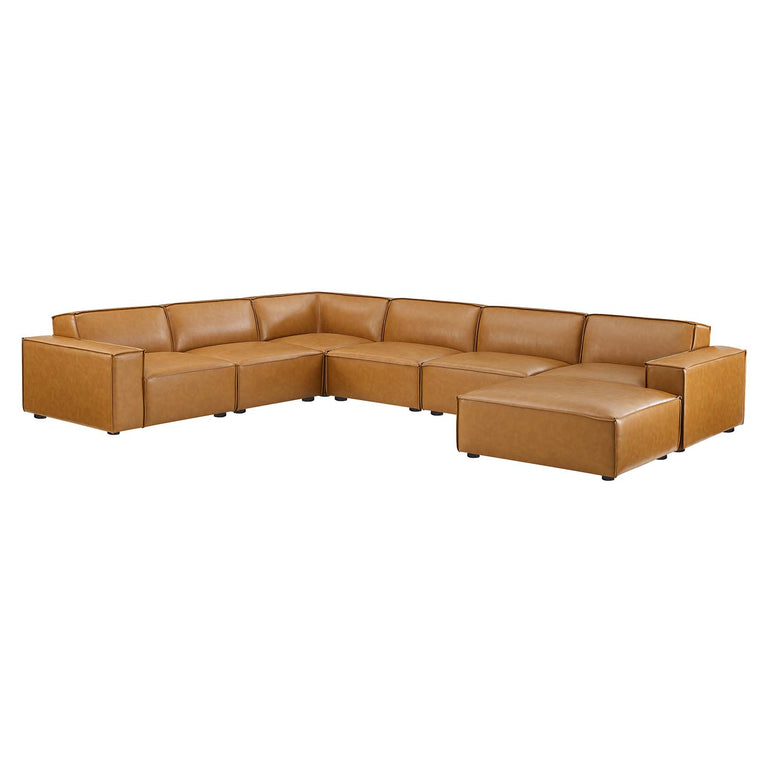 Restore 7-Piece Vegan Leather Sectional Sofa in Tan, EEI-4716-TAN