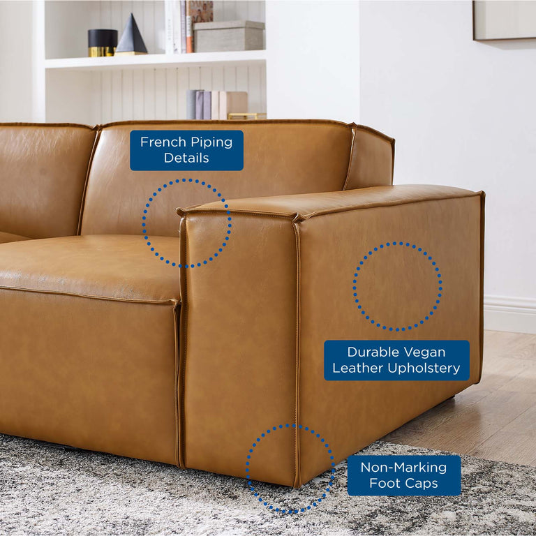 Restore 7-Piece Vegan Leather Sectional Sofa in Tan, EEI-4716-TAN